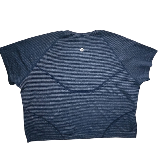 Lululemon Swiftly Tech Crop Short Sleeve 2.0 Club Blue White Stripe Size 14 NWT - Picture 6 of 8